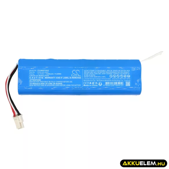 Utángyártott Neabot porszívó Li-ion akkumulátor 14.4V 5200mAh C433-A3-4S2P, C1048A2 - CameronSino