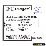 Utángyártott Sunni Fizetési terminál Li-ion akkumulátor 3.8V 2900mAh TMPA, TMPC - CameronSino
