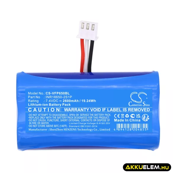 Utángyártott VeriFone Fizetési terminál Li-ion akkumulátor 7.4V 2600mAh INR18650-2S1P - CameronSino