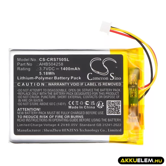 Utángyártott Corsair Vezeték nélküli fejhallgató Li-Polymer akkumulátor 3.7V 1400mAh AHB504258 - CameronSino
