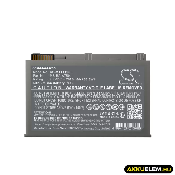 Utángyártott Micsig egyéb Li-ion akkumulátor 7.4V 7500mAh MS-BA-A750, STO-BA-A75 - CameronSino