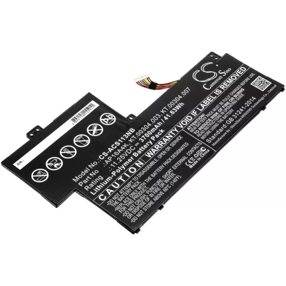 Utángyártott Acer laptop Li-Polymer akkumulátor 11.25V 3700mAh AP16A4K, KT.00304.003 - CameronSino