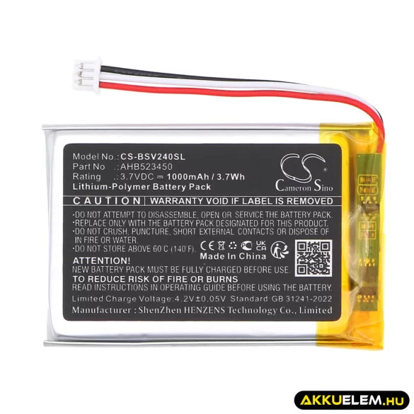 Utángyártott Babysense Babafigyelő Li-Polymer akkumulátor 3.7V 1000mAh AHB523450 - CameronSino