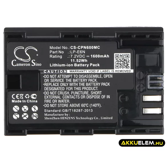 Utángyártott Tether Tools Kamera Li-ion akkumulátor 7.2V 1600mAh - CameronSino