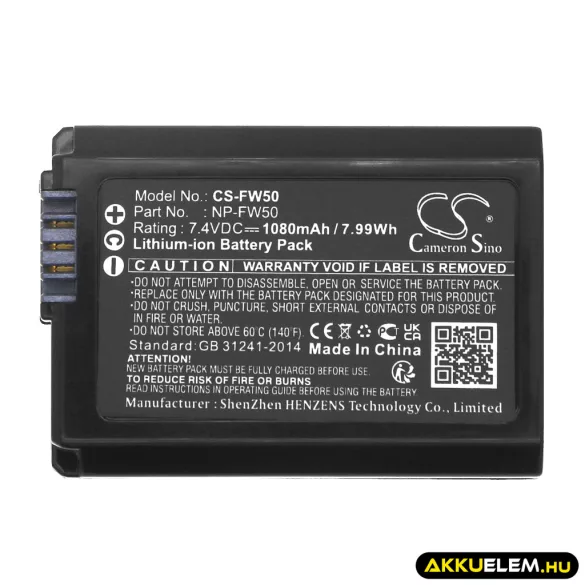Utángyártott Sony Kamera Li-ion akkumulátor 7.4V 1080mAh NP-FW50 - CameronSino