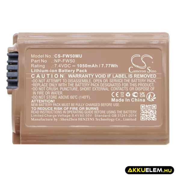 Utángyártott Sony Kamera Li-ion akkumulátor 7.4V 1050mAh NP-FW50 - CameronSino