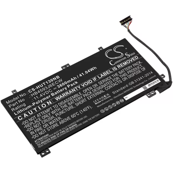 Utángyártott Huawei laptop Li-Polymer akkumulátor 11.4V 3600mAh HB4593J6ECW, HB4593J6ECW-31 - CameronSino