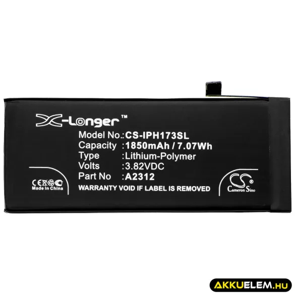 Utángyártott Apple mobil Li-Polymer akkumulátor 3.82V 1850mAh A2312 - CameronSino