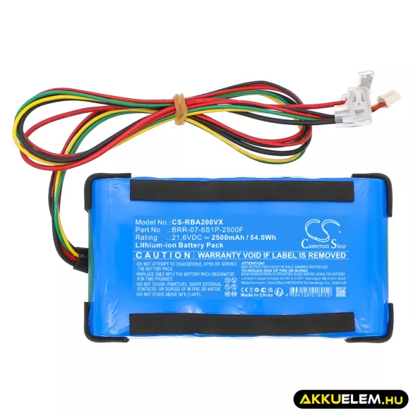 Utángyártott Roborock porszívó Li-ion akkumulátor 21.6V 2500mAh BRR-07-6S1P-2500F, BRR-07-6S1P-2500L - CameronSino