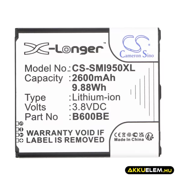 Utángyártott Samsung mobil Li-ion akkumulátor 3.8V 2600mAh B600BE, B600BU X-Hosszabb - CameronSino