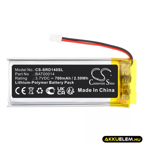 Utángyártott Cardo Vezeték nélküli fejhallgató Li-Polymer akkumulátor 3.7V 700mAh BAT00014 - CameronSino