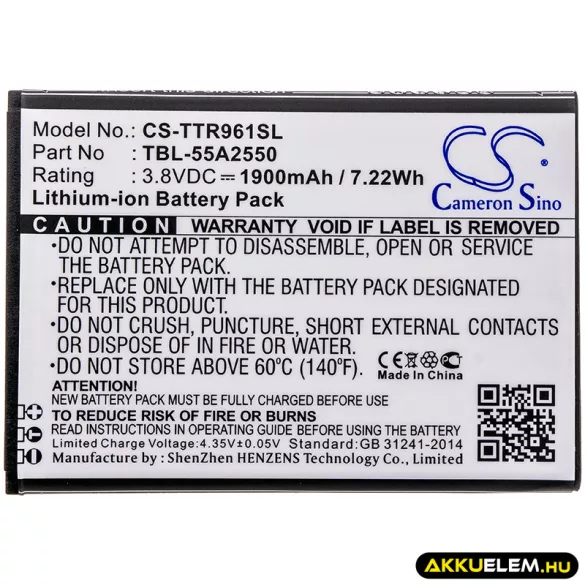 Utángyártott TP-Link Hotspot Li-ion akkumulátor 3.8V 1900mAh TBL-55A2550 - CameronSino