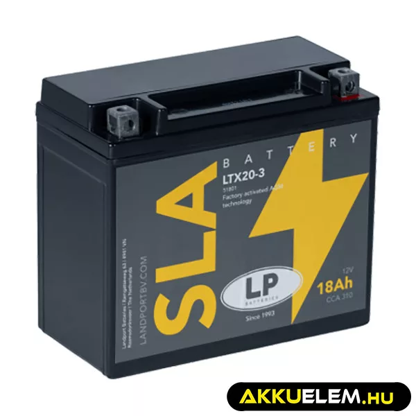 Landport motorkerékpár akkumulátor 12V 18Ah 310A YTX20-3 JOBB+ Zárt Landport motorkerékpár akkumulátor 12V 18Ah 310A YTX20-3 JOBB+ Zárt