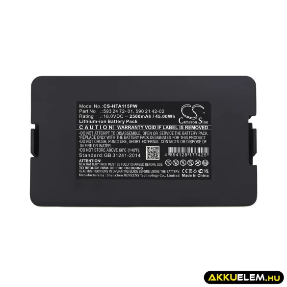 Utángyártott Husqvarna Fűnyíró Li-ion akkumulátor 18V 2500mAh 5298074-01, 5848228-01 - CameronSino
