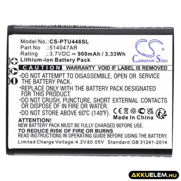 Utángyártott Panasonic mobil Li-ion akkumulátor 3.7V 900mAh 514047AR - CameronSino