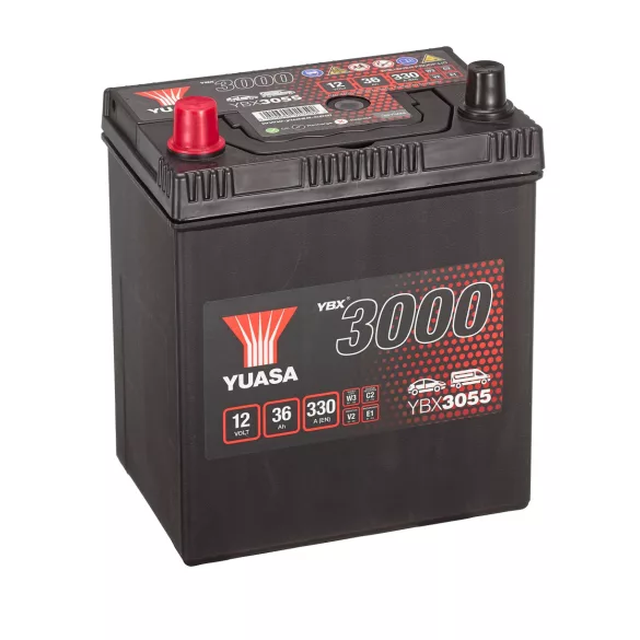 Yuasa 12V 36Ah 330A YBX3055 motorkerékpár akkumulátor ASIA BAL+