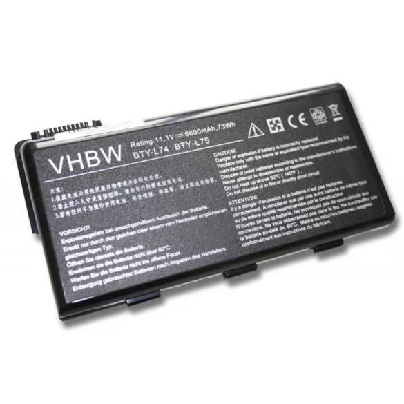 MSI BTY-L74 BTY-L75 6600mAh utángyártott akkumulátor - VHBW