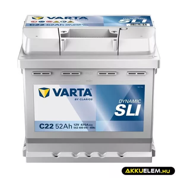 52Ah Varta Dynamic C22 12V autó akkumulátor JOBB+ (552 400 047) 52Ah Varta Dynamic C22 12V autó akkumulátor JOBB+ (552 400 047)