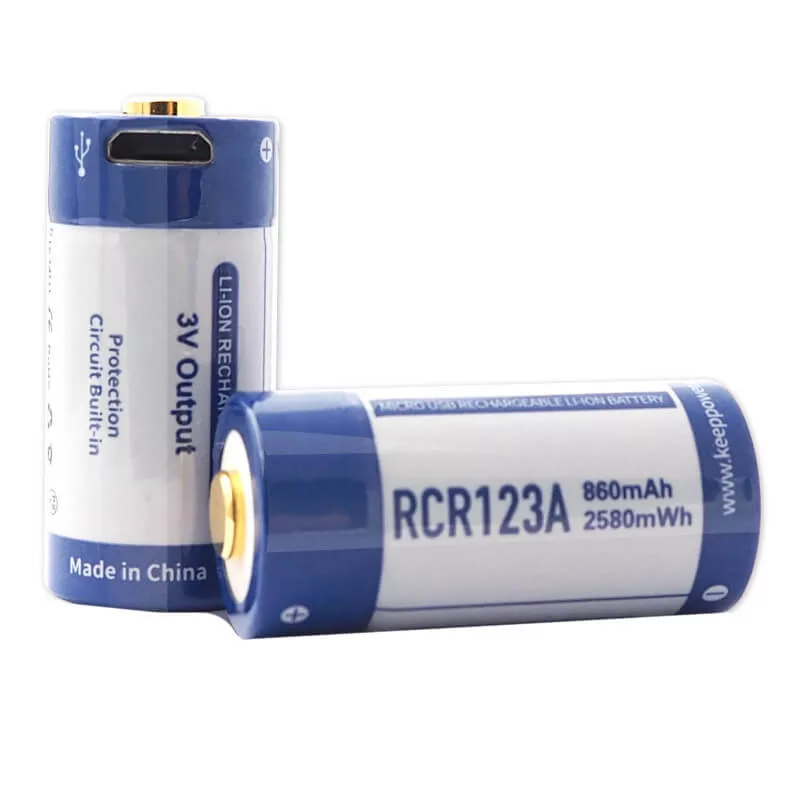 RCR123A akkumulátor 2 db 1000mAh microUSB KeepPower RCR123A akkumulátor 2 db 1000mAh microUSB KeepPower