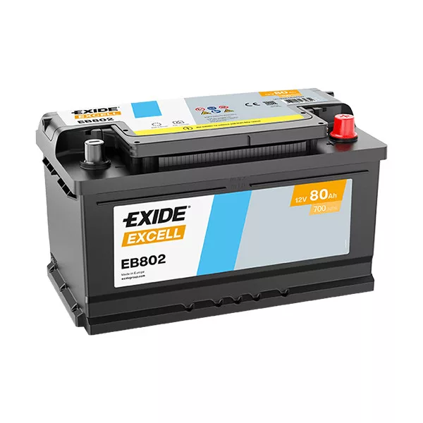80Ah EXIDE Excell EB802 autó akkumulátor JOBB+ 80Ah EXIDE Excell EB802 autó akkumulátor JOBB+