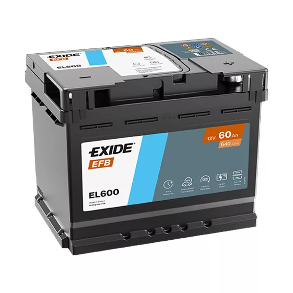 60Ah EXIDE ECM EL600 start-stop autó akkumulátor JOBB+ 60Ah EXIDE ECM EL600 start-stop autó akkumulátor JOBB+
