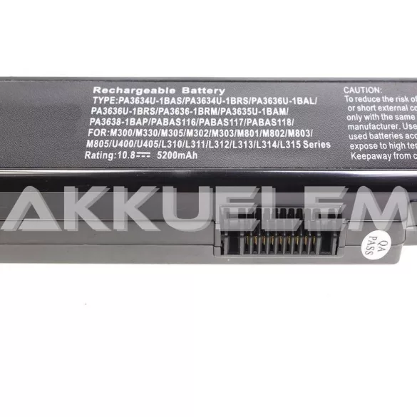 Toshiba PA3817 5200mAh notebook akkumulátor utángyártott - VHBW