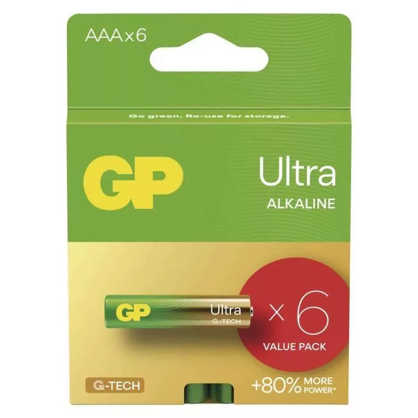 GP LR03 1,5V AAA mikro ultra alkáli elem 6db-os csomagban GP LR03 1,5V AAA mikro ultra alkáli elem 6db-os csomagban