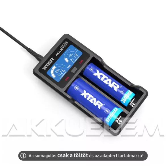 XTAR VC2 Plus Master multifunkciós akkumulátor töltő