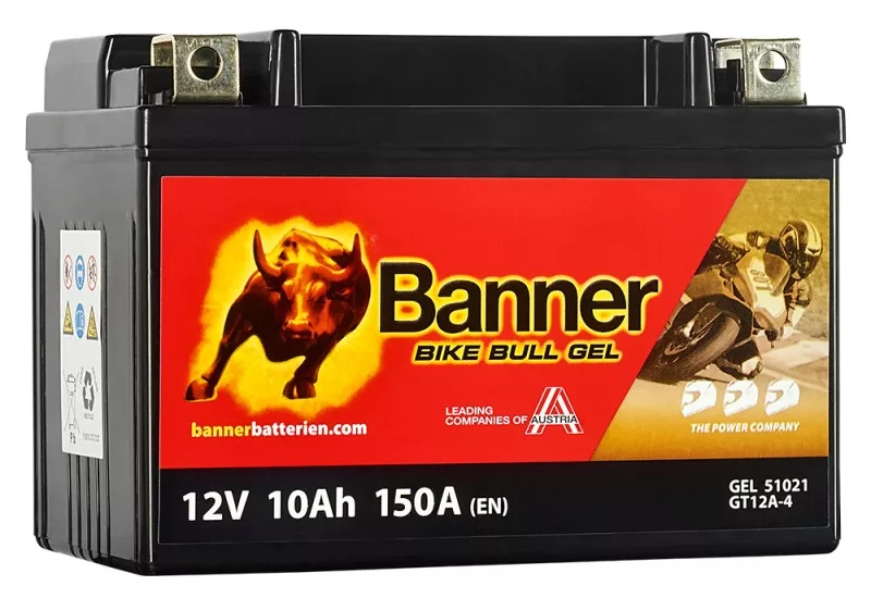 Banner 12V 10Ah 150A 51021 YTX12 YTX12A-4 BGTX12-4 motorkerékpár akkumulátor BAL+