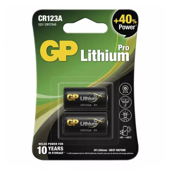 GP CR123A 3V lítium elem 2db/csomag (ár/csomag)