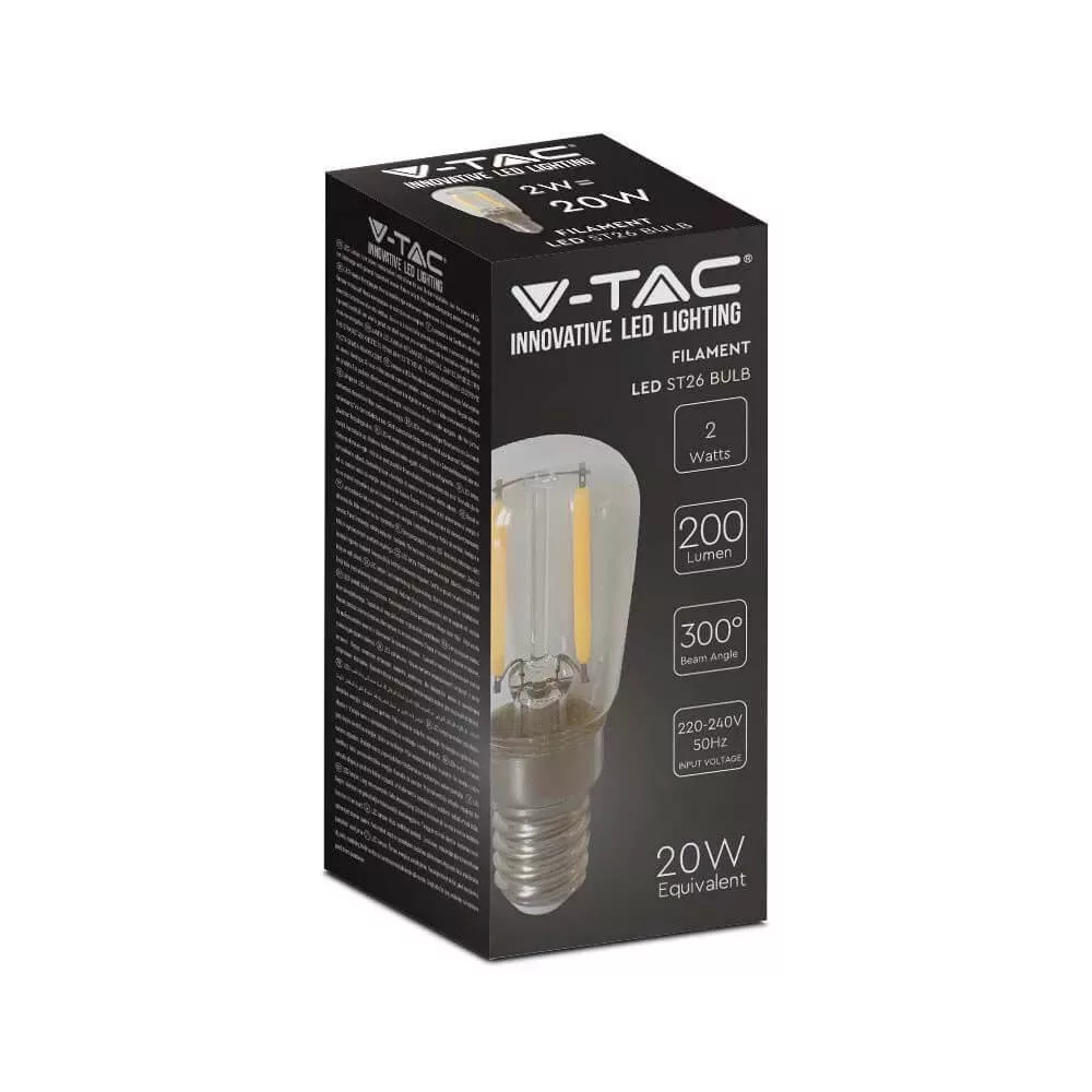 V-TAC E14 ST26 Filament 2W 2700K 180lm 300°  214444