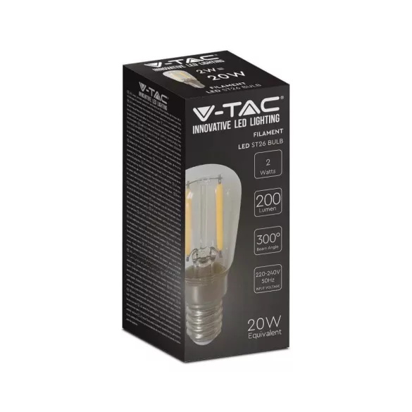 V-TAC E14 ST26 Filament 2W 2700K 180lm 300°  214444