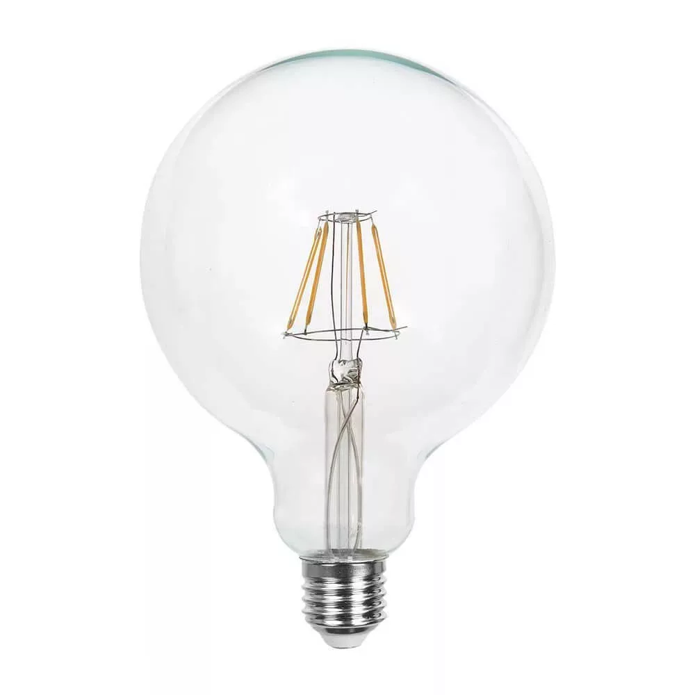 V-TAC E27 G125 Filament LED-izzó 6W 2700K 550lm 300°