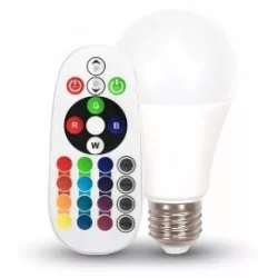   V-TAC E27 6W 470lm 3000K 200 ° RGB  LED-izzó távirányítós