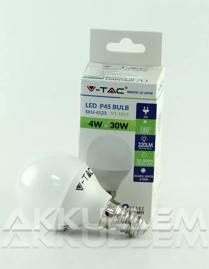 V-TAC E14 4W 320lm 2700K 180 ° LED-izzó