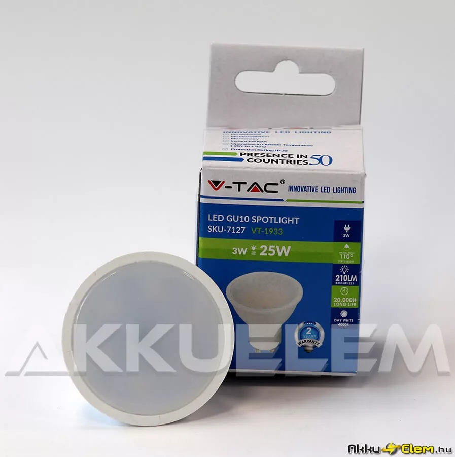 V-TAC GU10 3W 210 lm 4000K 110 ° LED-izzó