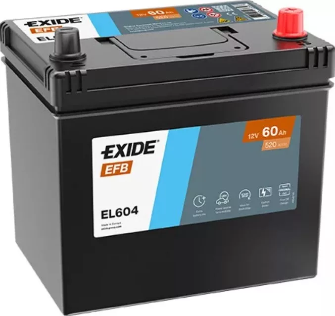 EXIDE Start-Stop EFB EL604 60Ah autó akkumulátor JOBB+ EXIDE Start-Stop EFB EL604 60Ah autó akkumulátor JOBB+