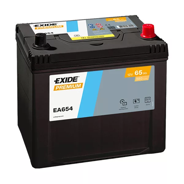 EXIDE Premium EA654 65Ah 580A autó akkumulátor ASIA JOBB+ EXIDE Premium EA654 65Ah 580A autó akkumulátor ASIA JOBB+