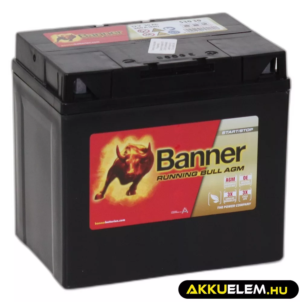 Banner Starting Bull 12V 30Ah akkumulátor 53030 JOBB+