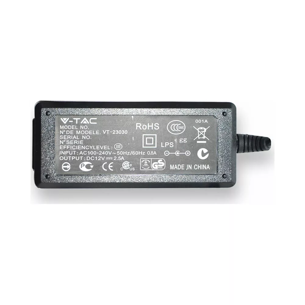 V-TAC Adapter 1500mA 12V stabil, kapcs. üzem 3017 V-TAC Adapter 1500mA 12V stabil, kapcs. üzem 3017