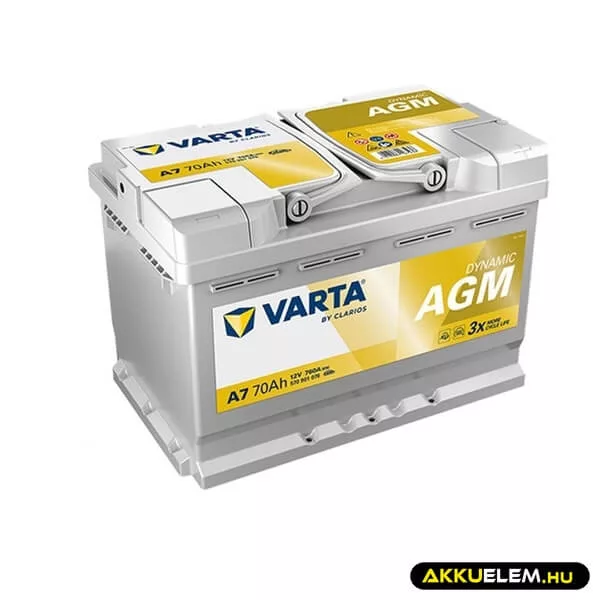 VARTA 12V AGM 70Ah 760A A7 Dynamic autó akkumulátor 570901 START-STOP VARTA 12V AGM 70Ah 760A A7 Dynamic autó akkumulátor 570901 START-STOP