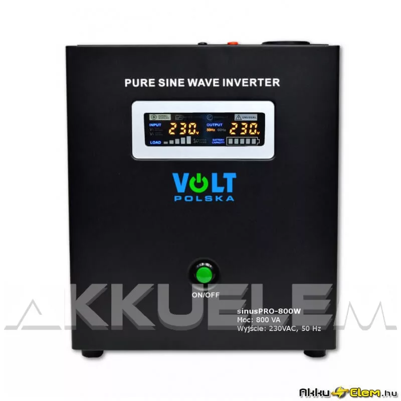 VOLT Polska SinusPRO 800W 500W/max.800VA 12V inverter/szünetm. tápegység