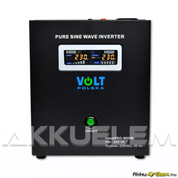 VOLT Polska SinusPRO 800W 500W/max.800VA 12V inverter/szünetm. tápegység