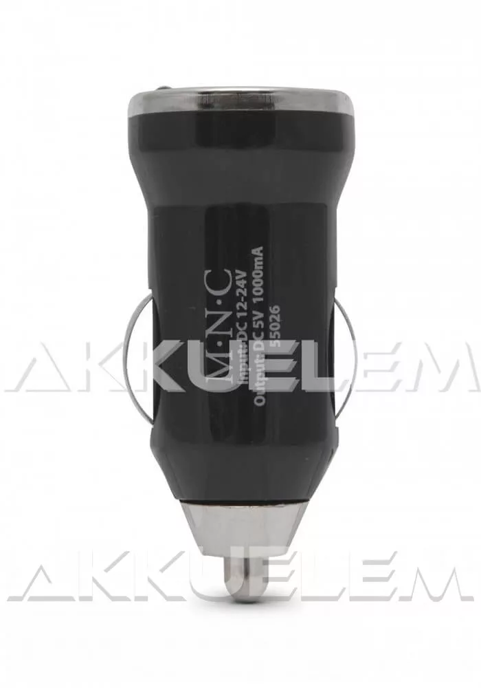 USB autós adapter 1A 5V állapotjelző LED-del 12-24V