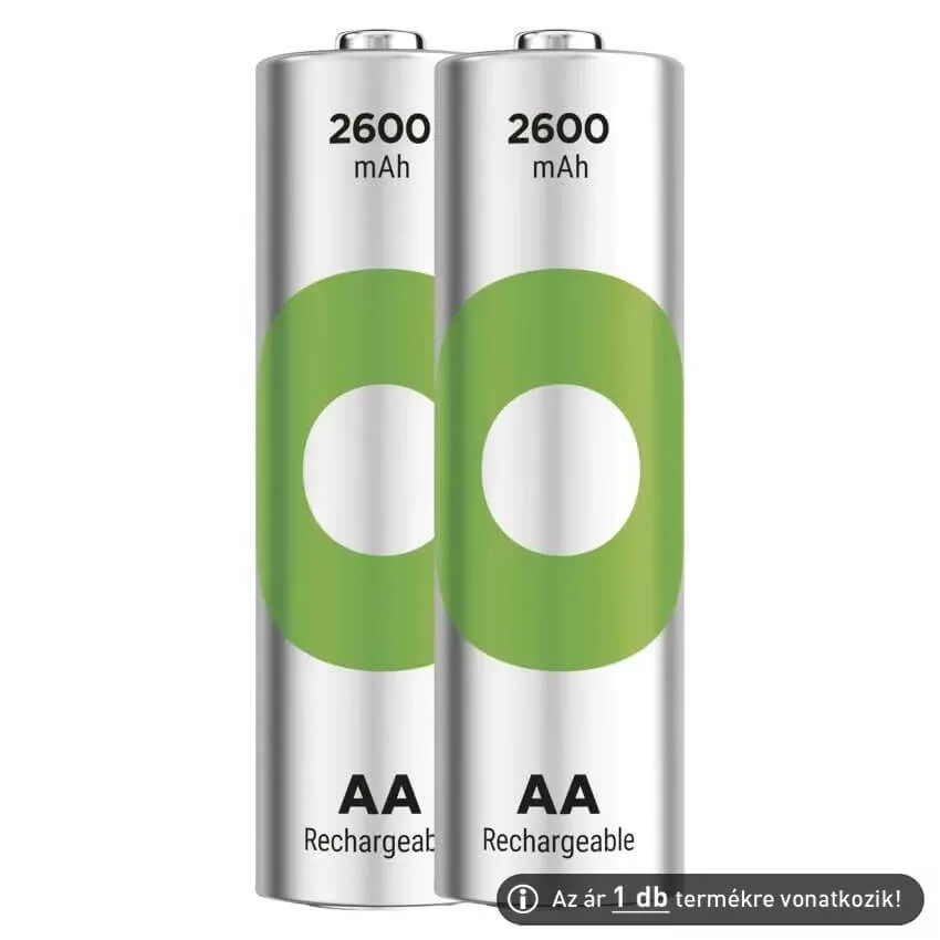 GP ReCyko+ 2700Series 1,2V 2600mAh AA elemméretű akkumulátor (ár/db)