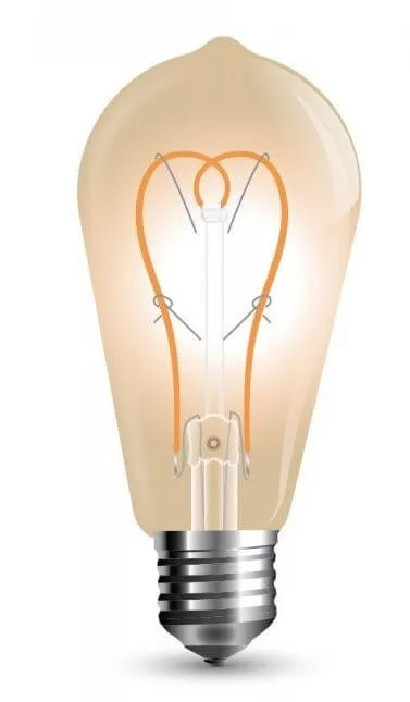 V-TAC E27 5W 300lm 2200K 300 ° Filament borostyán LED-izzó nagy körte búrás