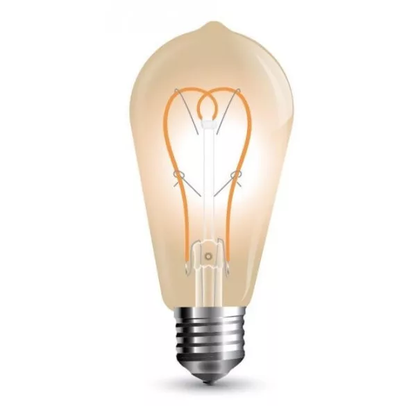 V-TAC E27 5W 300lm 2200K 300 ° Filament borostyán LED-izzó nagy körte búrás