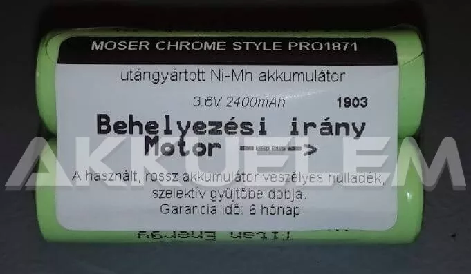 AF. Hajvágó, Moser Chrome pakk 3,6V 2,4A