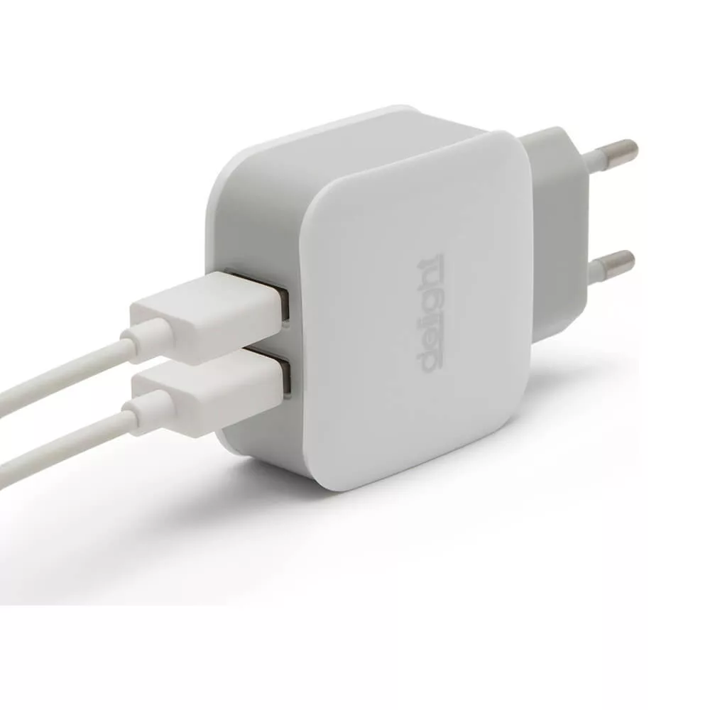 Adapter 2xUSB 1000mA-2100mA 5V Delight Adapter 2xUSB 1000mA-2100mA 5V Delight