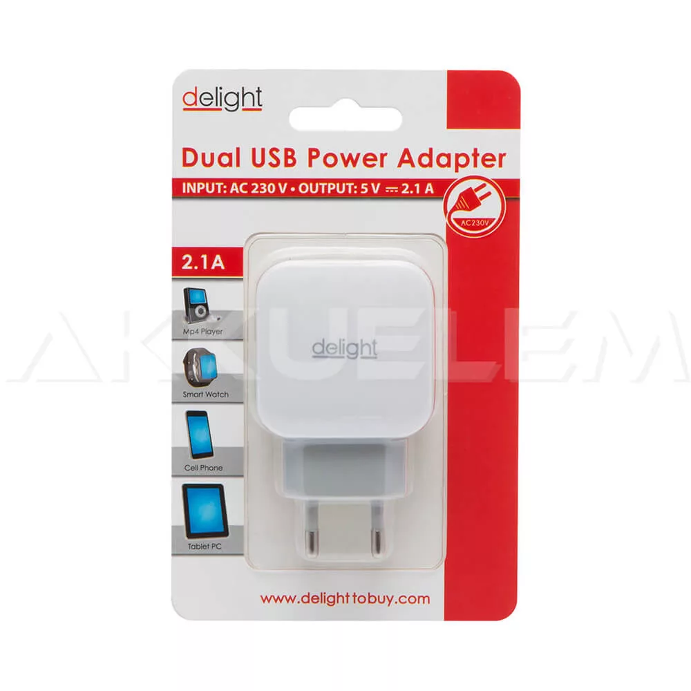 Adapter 2xUSB 1000mA-2100mA 5V Delight